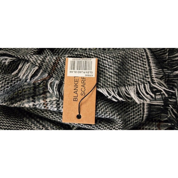 Gray Plaid Acrylic Scarf Yellow Stripe Soft Blanket Wrap Shawl Fringe 52 x 54 - Picture 3 of 15